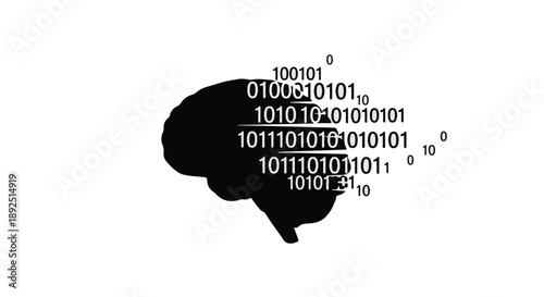 Digital brain with binary code representing artificial intelligence
