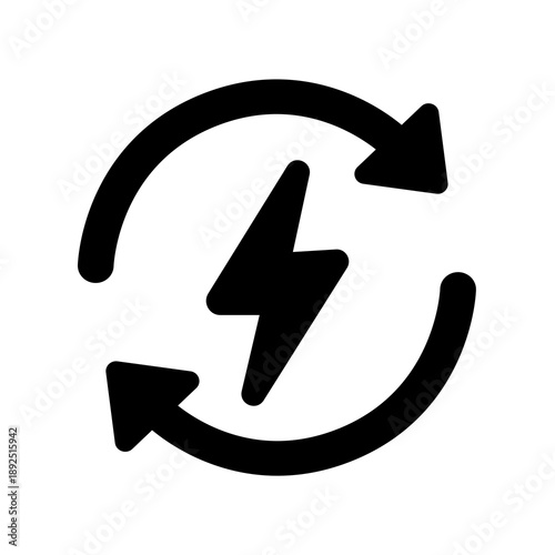 Free Download A lightning bolt icon surrounded by circular arrows, representing fast processing, instant updates, or energy recharging. - GFXLoad