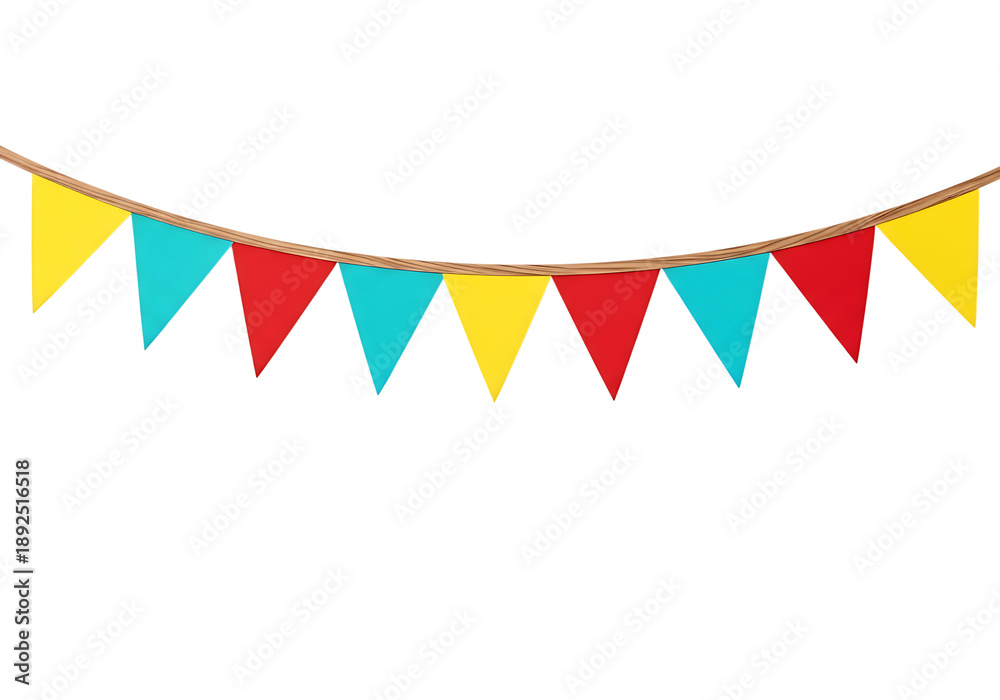Obraz premium Colorful triangular bunting flags garland party decoration background