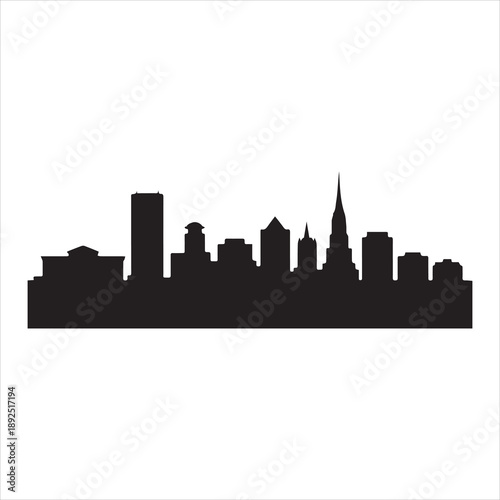 Baltimore Skyline Silhouette Vector Illustration with City Name on Transparent Backdrop