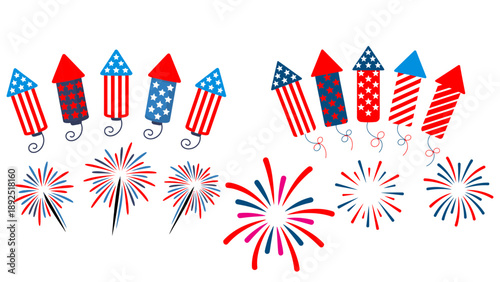 Festive patriotic scene with fireworks bunting and stars for a celebration high quality