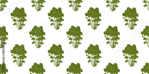 Spring Cilantro Herb Pattern Design  Decorative flat illustration for food packaging, kitchen textiles, wallpapers, branding, menus, and seasonal culinary projects.