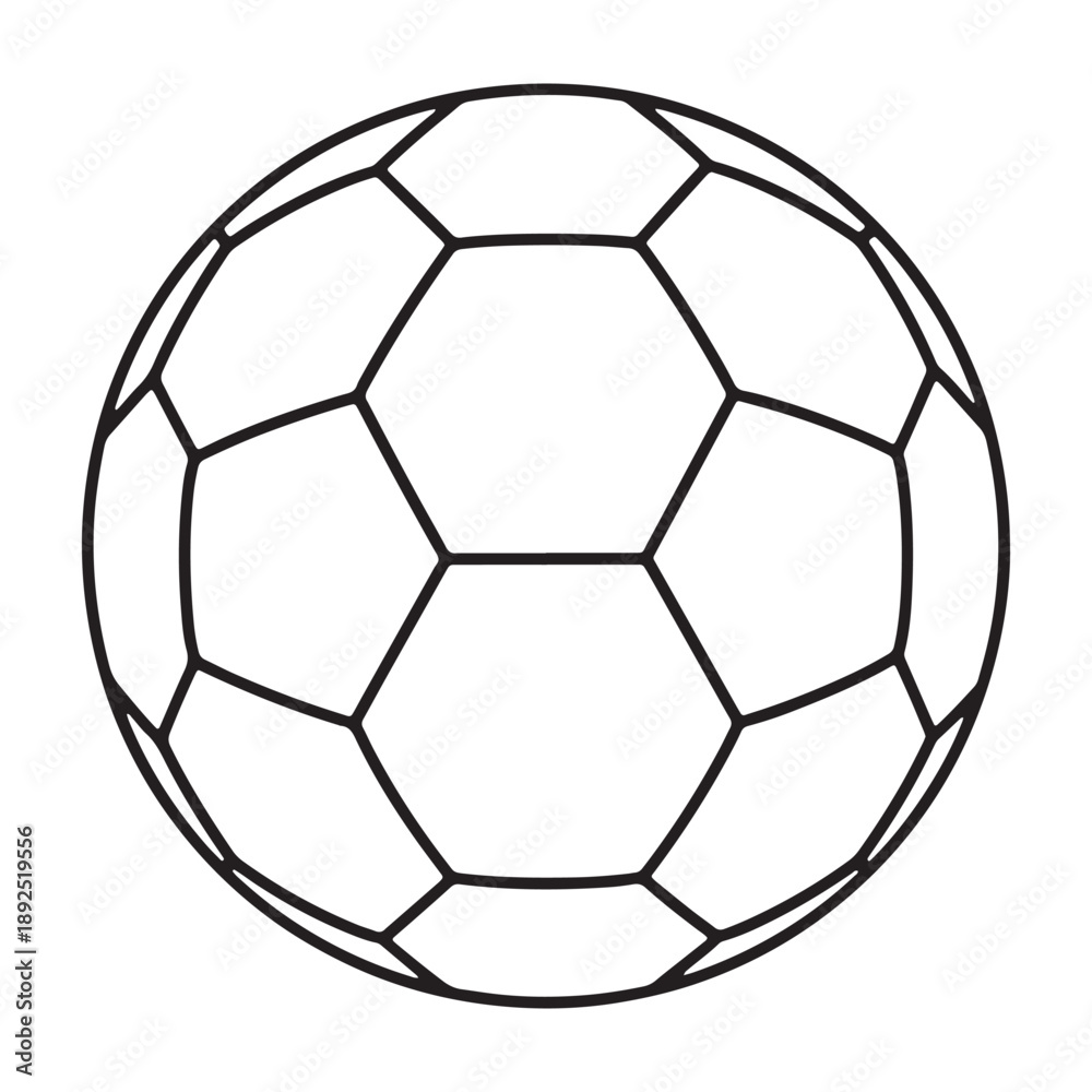 Fototapeta premium A soccer ball is prominently displayed in silhouette against a white background vector outline icon use as a symbol, web graphic design, and infographic icon