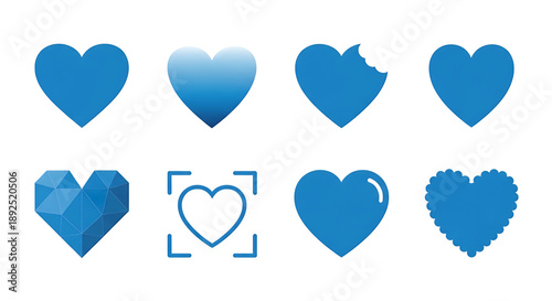 Blue love hearts set icons vector illustration design elements