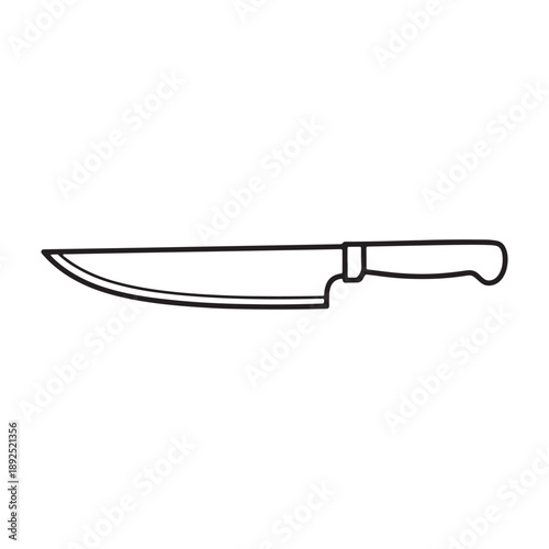 A sharp kitchen knife with a handle on a clean white background silhouette vector outline icon use as a symbol, web graphic design, and infographic icon