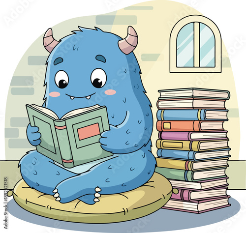 monster, reading, book, cute, education, intelligent