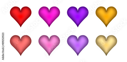3d colorful heart set, love heart collection, love concept vector illustration. Valentines day romantic hearts design to use for romantic valentines day, wedding card project.