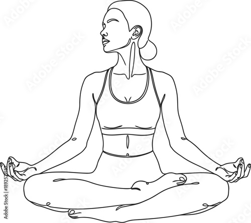 Woman practicing yoga meditation in lotus position