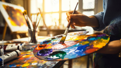 artist painting with brush