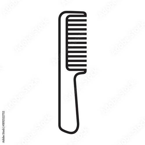 A simple black and white illustration of a wide-tooth comb silhouette vector outline icon use as a symbol, web graphic design, and infographic icon