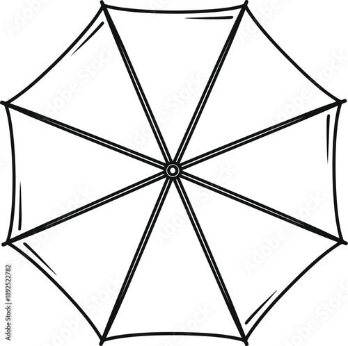 Black and white illustration of an open umbrella
