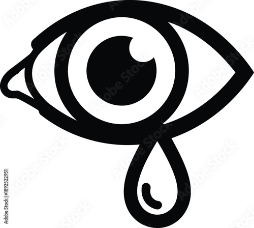 Crying eye with single tear drop illustration