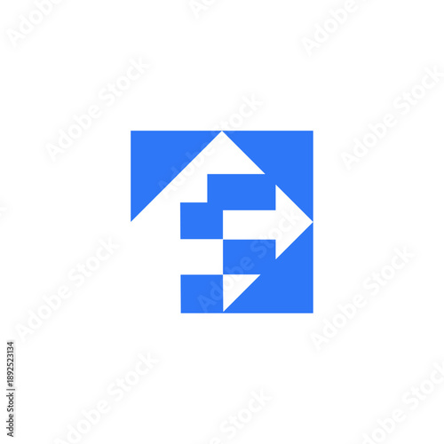 A modern, original logo in the form of an abstract letter F and arrows.