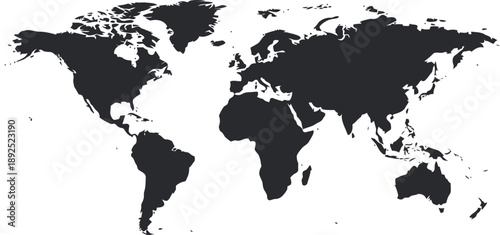 Global map silhouette on white background
