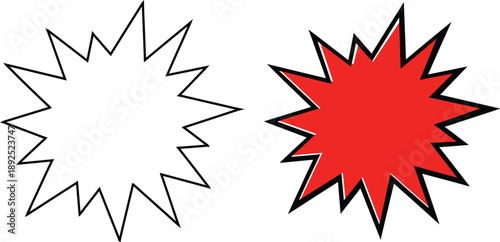 Set of burst icons, exploding speech bubbles, comic explosion sparks and flash star symbols for design elements.