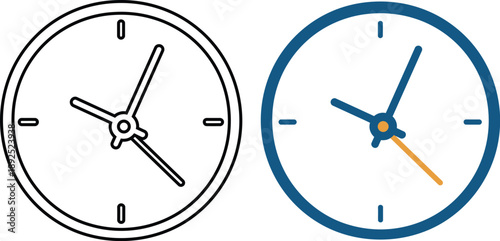Minimalist Analog Clock Vector Icon - Time and Schedule Concept Design