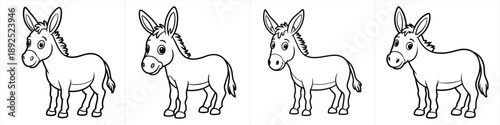 detailed hand drawn cute donkey sketches and outlines for minimalist farm animal art black and white clipart design vector illustration artwork
