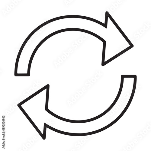 A circular arrow icon represents recycling and reuse in business practices silhouette vector outline icon use as a symbol, web graphic design, and infographic icon
