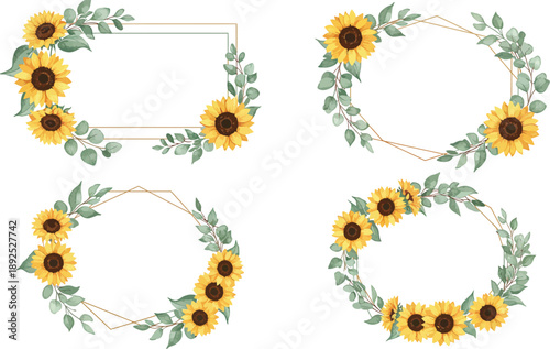 Floral vector illustration with sunflowers leaves and spring flowers for summer design and decoration