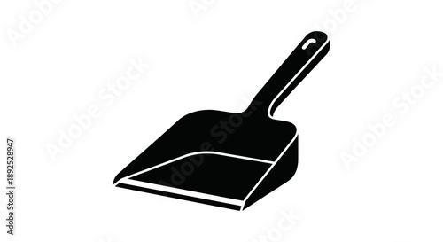 Black Dustpan with Handle Illustration.