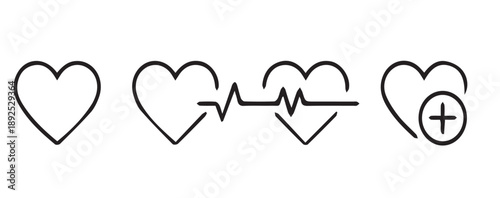 MobileA minimalist line art illustration of four heart
icons arranged horizontally.