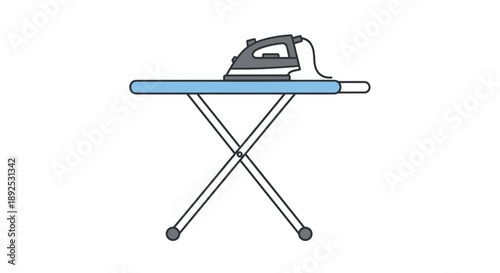 Ironing Board with Iron on Top.
