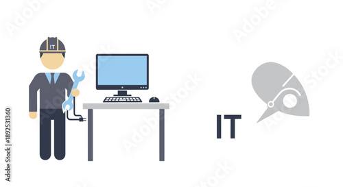 IT Specialist Working on Computer System.