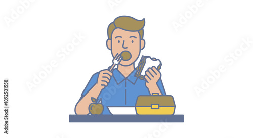 Man Brushing Teeth with Toothbrush and Toothpaste.