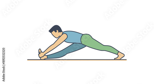 Man Performing Yoga Pose on Floor.