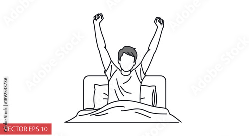 Man Waking Up in Bed Stretching 1.