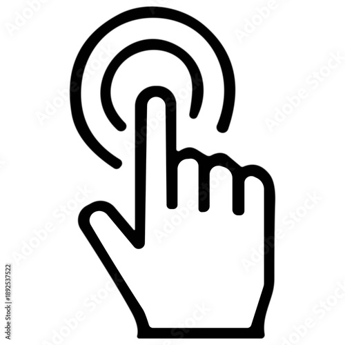 Clicking finger icon with a circle representing a selection or action
