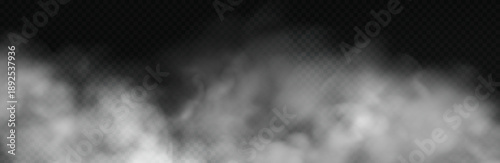 White smoke cloud with overlay effect on dark background. Realistic fog texture spreading along the floor.