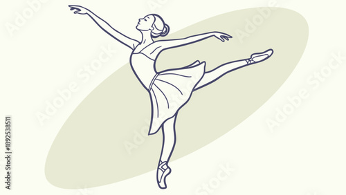 Grace in Motion: A line drawing captures the elegance of a ballet dancer in a poised and fluid stance, demonstrating the beauty and art of classical ballet.