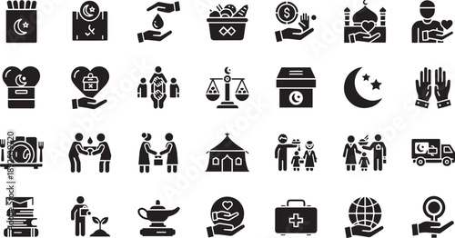 Solid Eid-ul-Fitr Celebration, Islamic Festive Joy and Decoration Icon