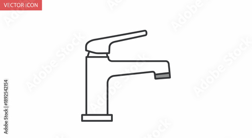 Modern Faucet Illustration with Single Handle.