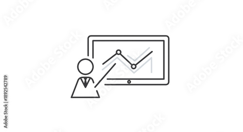 Person presenting a line graph on screen.