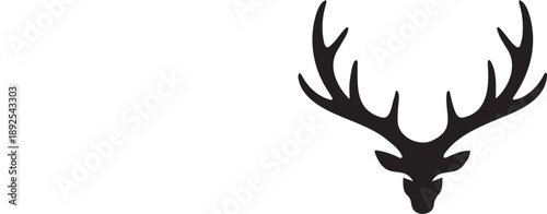 Minimalist Black Deer Head Silhouette with Antlers