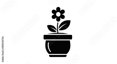 Simple black flower in a pot.