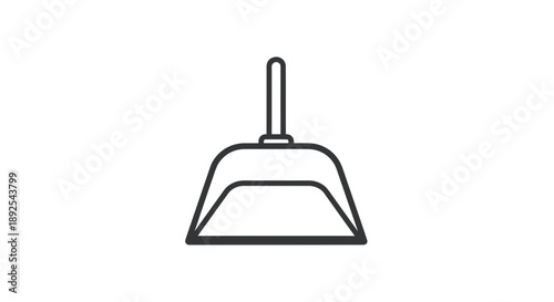 Simple Black Line Drawing of Dustpan.