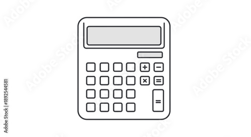 Simple Line Drawing of a Calculator.