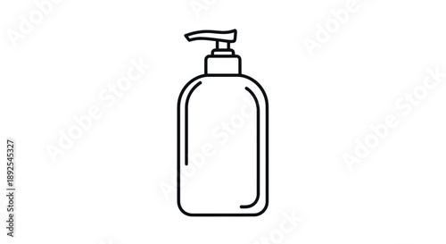 Simple Line Drawing of Soap Dispenser Bottle.