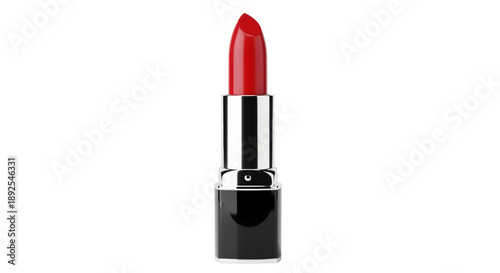 Bright red lipstick isolated PNG, classic makeup product for beauty and glamour, cosmetic item for professional make-up artists