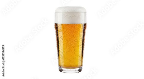 Valokuva Refreshing golden beer with foam in a glass isolated PNG, alcoholic beverage for