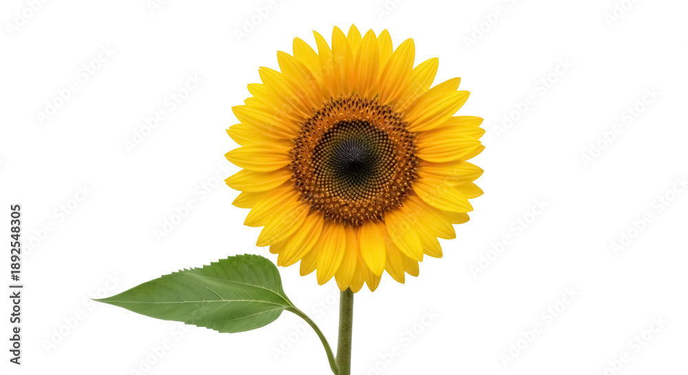 Obraz premium Vibrant yellow sunflower isolated PNG, close-up of a single flower on transparent background, botanical element for summer designs