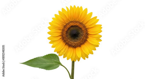 Obraz na plátně Vibrant yellow sunflower isolated PNG, close-up of a single flower on transparen