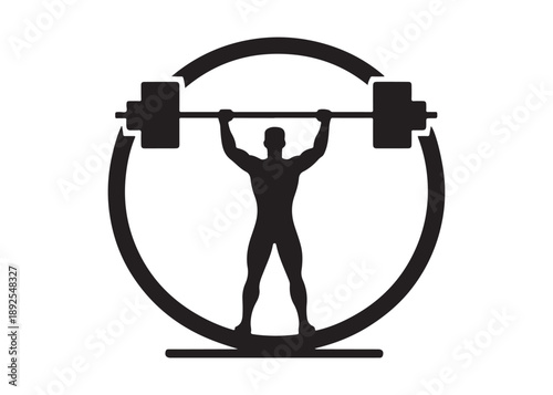 weightlifting logo silhouette vector, weightlifter barbell logo silhouette illustration, weights fitness exercise gym logo silhouette, body building weightlifting logo vector silhouette