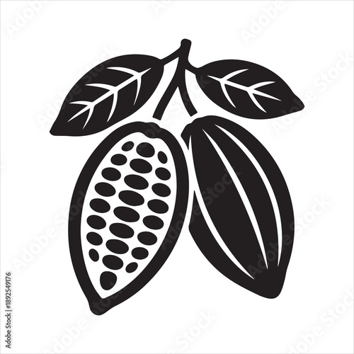 Cacao beans black silhouette vector art