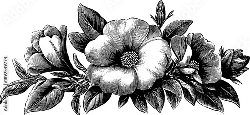 Vintage forest flower bouquet botanical study for design and decoration