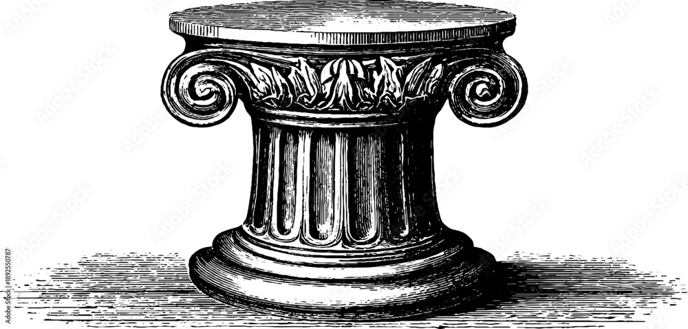 Naklejka premium Vintage botanical stone gate pillar 19th century engraving for historical designs