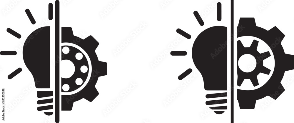 Obraz premium Innovation and mechanics duality symbol